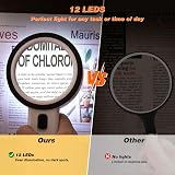 AIXPI Magnifying Glass with Light 12 LED Double-Layer Glass Lens 3x view 2