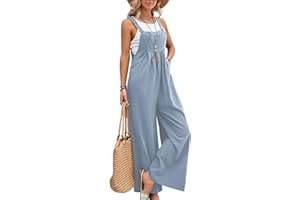 Zontroldy Bib Overalls Women Cotton Loose Summer Wide Leg Pants Jumpsuit Rompers for Women