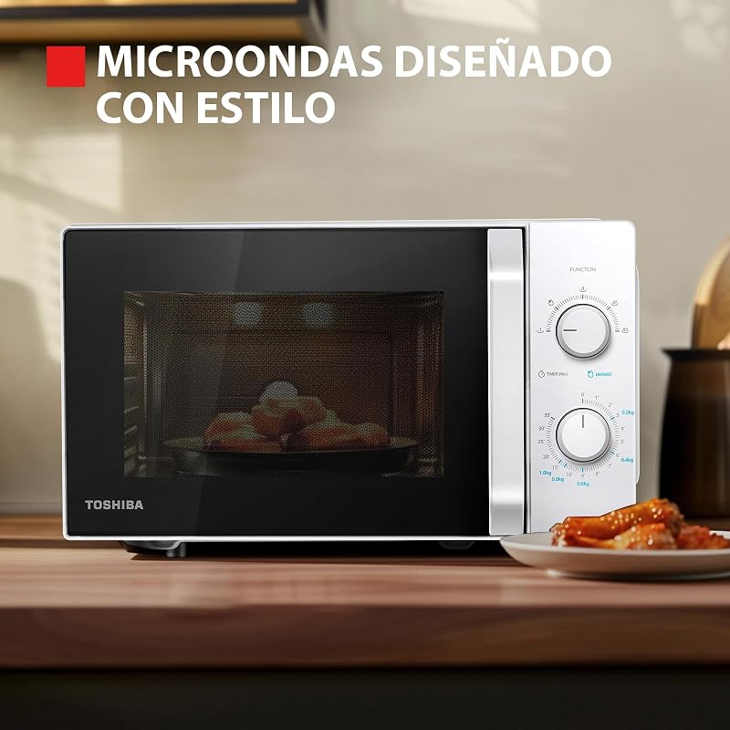 MW2-MM20P(WH) Padrão micro-ondas forno, 20 litros, 800 W, 5 níveis de potência com prática função de degelo, iluminação LED interior, branco