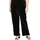 Alex Evenings Womens Velvet Plus Size Full Length Slim Leg Formal Dress Pant