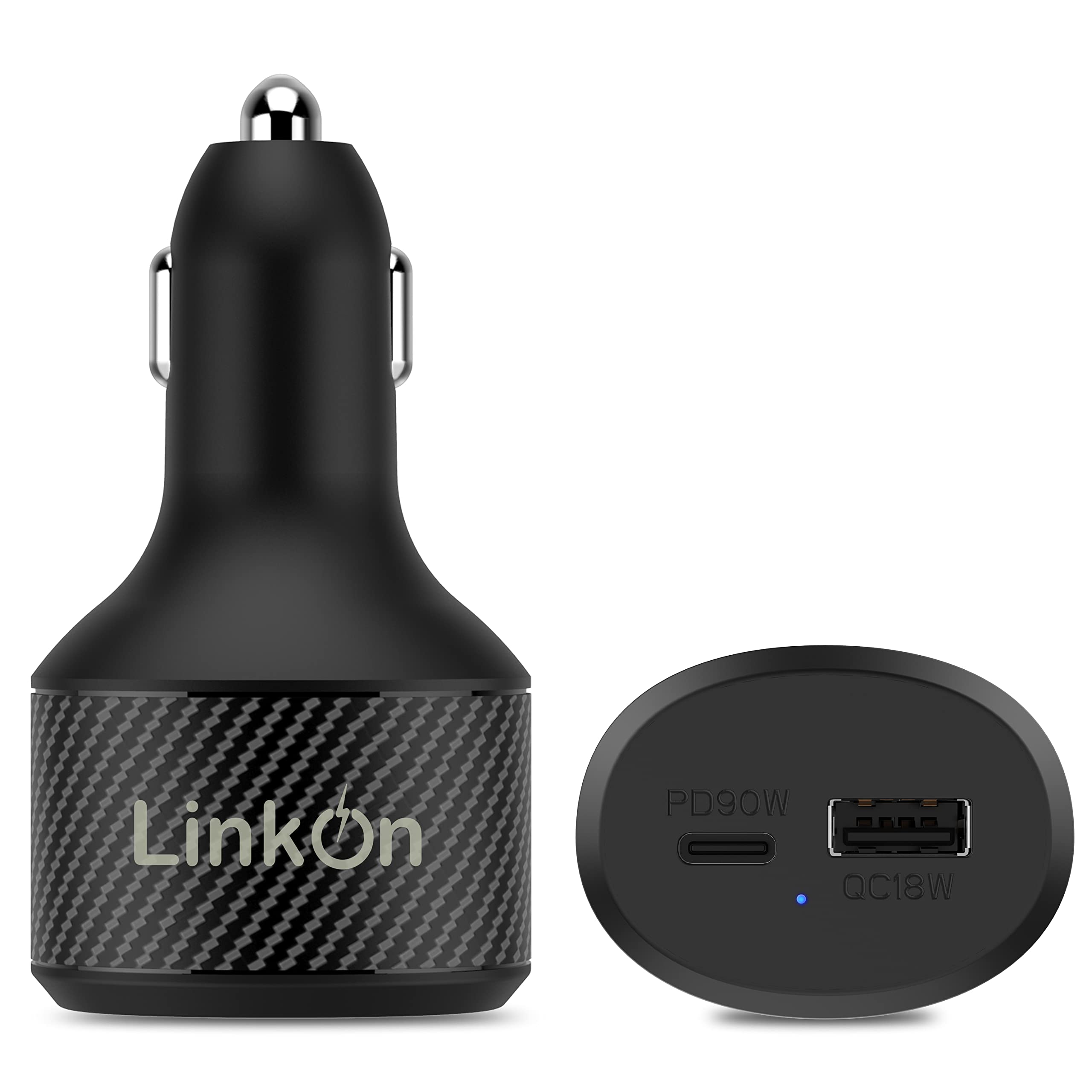 LinkOn 112.5W USB-C Car Charger with 90W PD3.0 PPS and 18W QC3.0 ports Compatible with MacBook Dell HP Lenovo Samsung Huawei FCP SCP Apple iPhone iPad — image 1