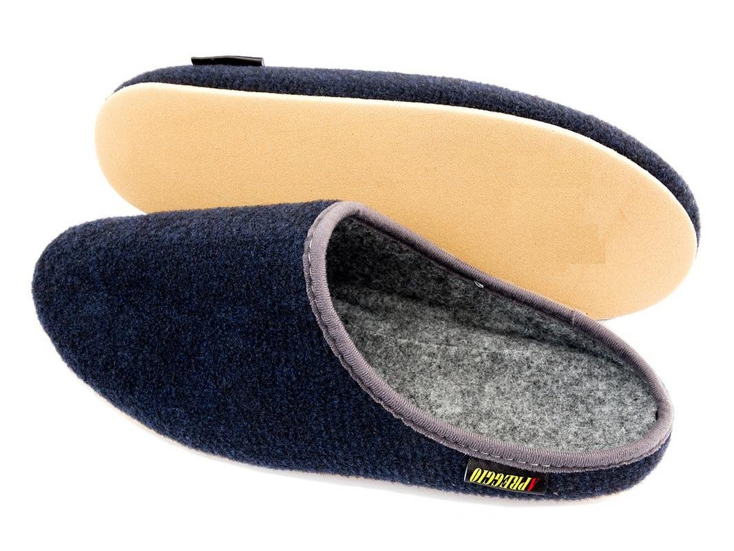 Filzpantoffeln Hausschuhe aus Filz mit Gummisohle Filzlatschen Soft für Damen Dunkelblau Grau Apreggio (40, Dunkelblau)