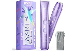 BYART Bikini Trimmer for Women Dual Head - IPX7 Waterproof & Painless Electric Razors for Beauty, Pubic Hair, Face, Legs & Underarms– Portable Cordless Shaver with Fast Charging (Purple)