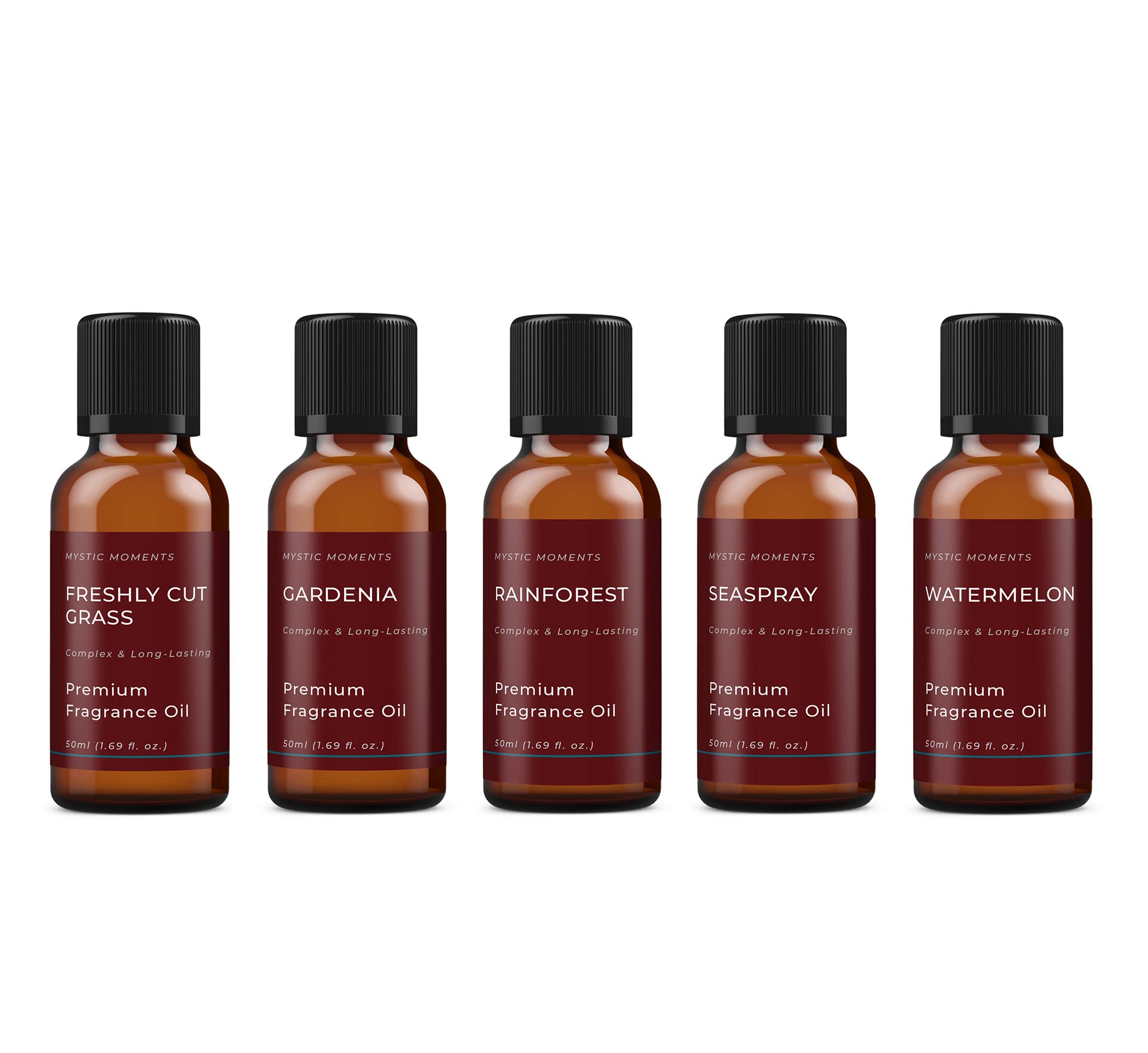 Mystic Moments | Mother Nature Fragrant Oils Gift Starter Pack | 5 x 50ml Premium Fragrance Oils | Seaspray, Gardenia, Watermelon, Freshly Cut Grass, Rainforest | Aromatic Ambience Boost