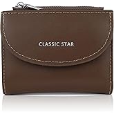 MultiValue Small Wallet for Women, PU Leather BiFold Wallet with Zipper Snap Card Holder Wallet for Daily Traveling Shopping (Brown)