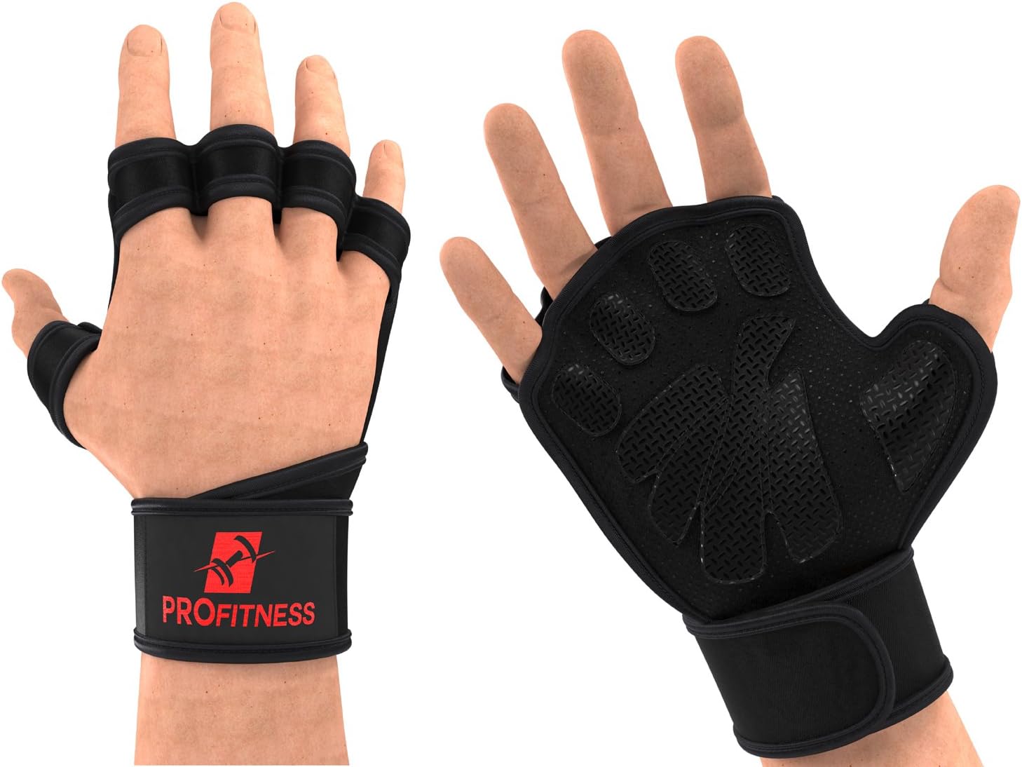 ProFitness Cross Training Gloves with Wrist Support Non-Slip Palm Silicone Padding to Avoid Calluses | for Weight Lifting, WOD, Powerlifting & Gym Workouts | Ideal for Both Men & Women