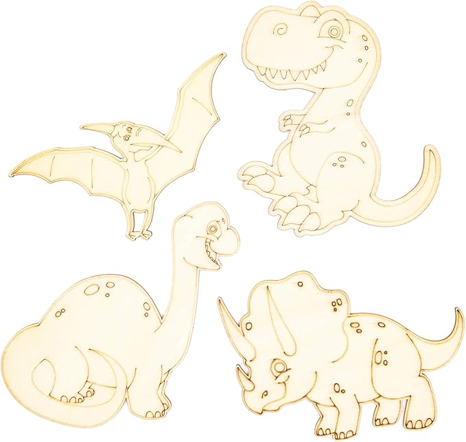 Bright Creations Wood Dinosaur Cutouts for DIY Crafts, 24