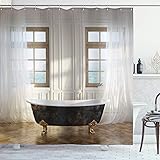 Ambesonne Antique Shower Curtain, Retro Bathtub in