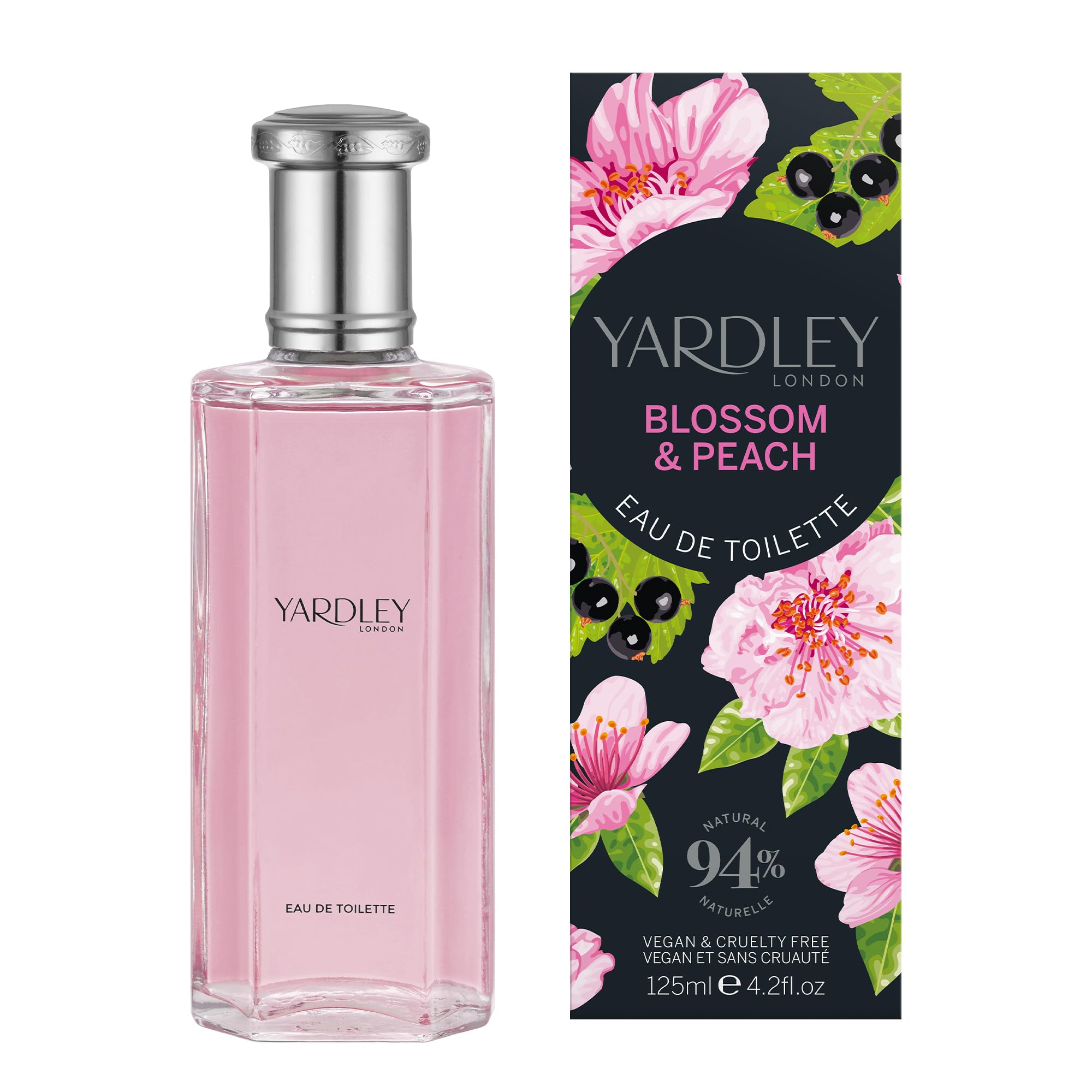 Yardley London Blossom and Peach Eau de Toilette, Floral Womens Perfume with Notes of Citrus and Cassis, Fruity Blossom Perfume for Women 125ml