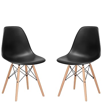 nufurn Eames Style Designer Black Dining/Living Room Chair -Set of 2