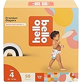 Hello Bello Premium Diapers Size 4, Honeysuckle Designs, 58ct Club Box, Hypoallergenic and Extra Absorbent