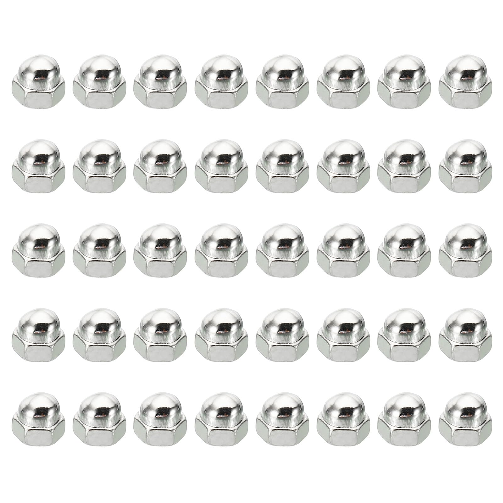 PATIKIL M4x0.7 Acorn Hex Bolt Covers, 80 Pcs Dome Head Carbon Steel Hexagon Decorative Cap Nut for Home Repair, Industrial Equipment Fasteners, Silver Tone
