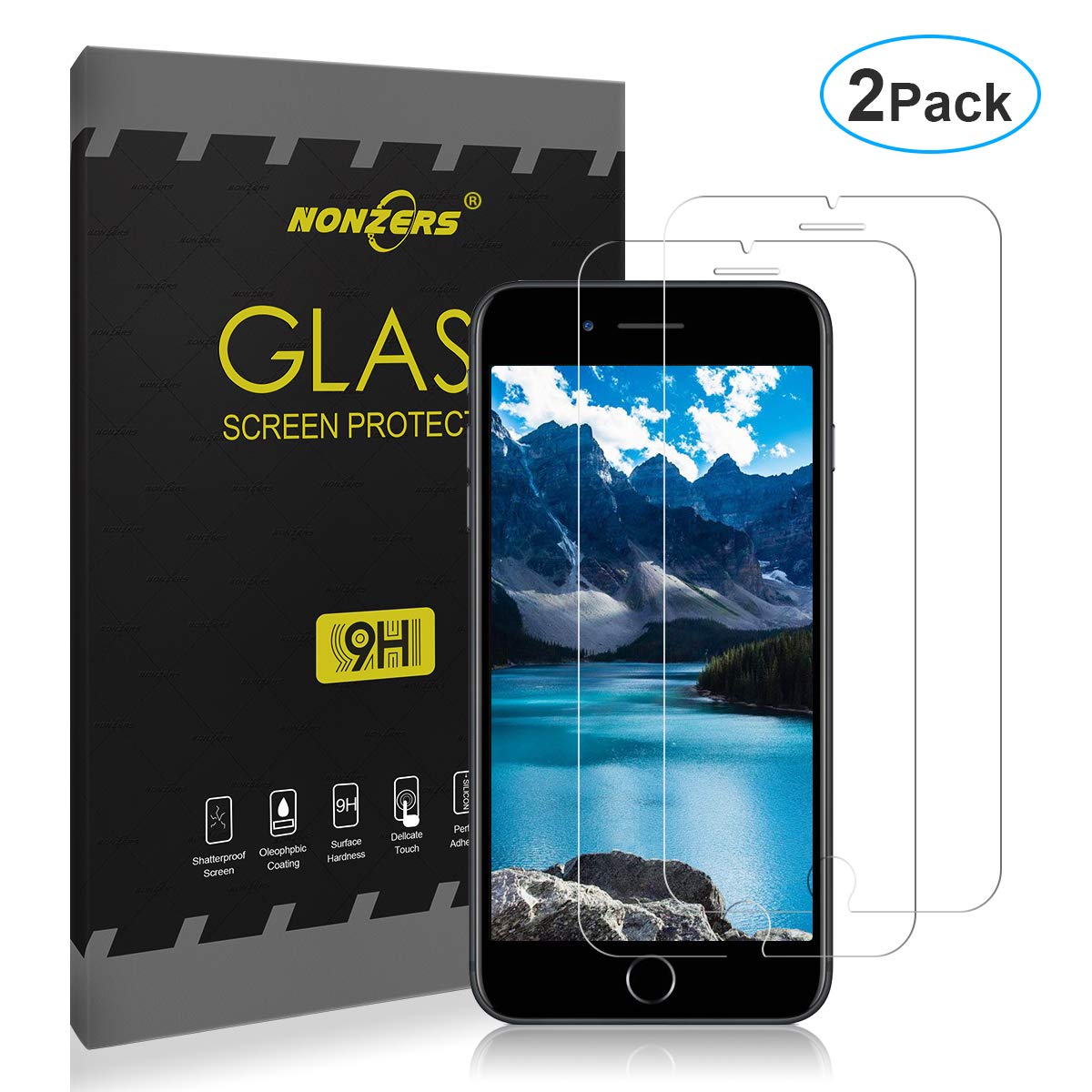 NONZERS [2 Pièces] Verre Trempé pour iPhone 8/ iPhone 7, [sans Bulles] [Anti-Rayures] 3 D Bords Arrondis Film Protecteur Vitre d\'Écran en Verre Trempé 9H Dureté et 3D Touch pour iPhone 8/ iPhone 7