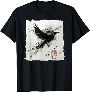 Japanese Art Ink Raven/Crow - Men, Women, Kids Graphic T-Shirt