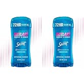 Secret Outlast Antiperspirant Deodorant for Women, 72hr Sweat &amp; Odor Protection, PH Balancing Minerals, Invisible Solid, Completely Clean Scent, 2.6 oz (Pack of 2)