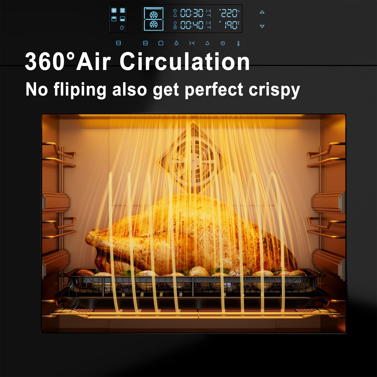 Air Fryer Basket for Oven, 2 Set Air Fryer Basket and Tray Set with 60 Sheets Parchment Papers,THORSES Stainless Steel NonStick Air Fryer Pan and Crisper Tray-Black Large15.7“×11.6” & Medium12.8