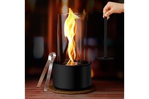 KORNIFUL Table Top Firepit - US Patent Design, Unique Spiral Flame Lantern for Housewarming Gift & Parties, Premium Decoration Gift for Mum, Weddings, Home & Balcony-11.8" Black (Gel was not Included)