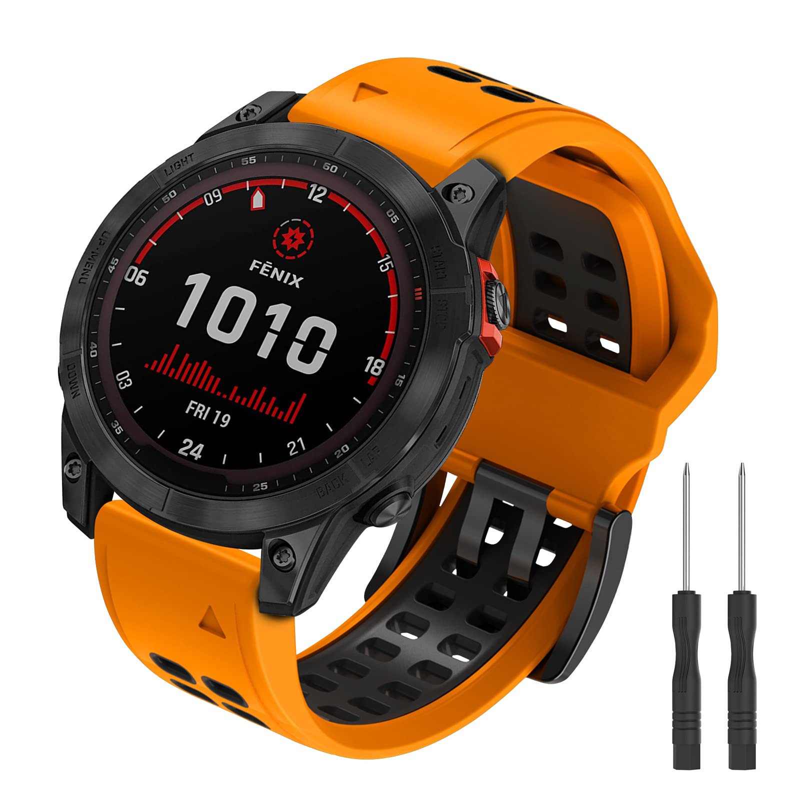 Songsier Strap Compatible with Fenix 7X, 26mm Soft Silicone Sport Replacement Strap Adjustable Watch Band with Quick Fit Strap Compatible with Fenix 6X Pro, 6X, 5X Plus, 5X
