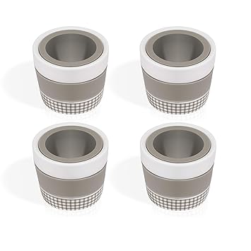 KitchenGet - Eierbecher 4er Set- Frühstücksei Set bestehend aus 4 Eierbechern - Silikon und Keramik Eierbecher-Set