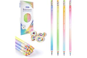 ECOTREE Pre-sharpened Pencils #2 Eco Rainbow Paper Pencil Cute Pencils for Kids Number 2 Pencil with Erasers for School, Writing, 12 Count