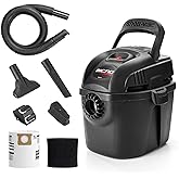 Shop-Vac 2021005 1 Gallon Micro Wet/Dry Vacuum, 1.0 Peak HP, 1.25 Inch Diameter x 4 Foot Hose, 6 Food Cord, Lightweight And Portable, Quick Wet/Dry Pickup