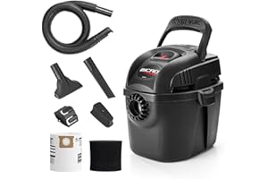 Shop-Vac 2021005 1 Gallon Micro Wet/Dry Vacuum, 1.0 Peak HP, 1.25 Inch Diameter x 4 Foot Hose, 6 Food Cord, Lightweight And Portable, Quick Wet/Dry Pickup