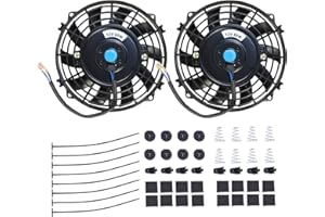BATONECO 7" Electric Radiator Cooling Fan Assembly Kit,High Performance Cooling Radiator Fan with 12V 80W 800 CFM Mount Kit Universal Black, 2 Pack