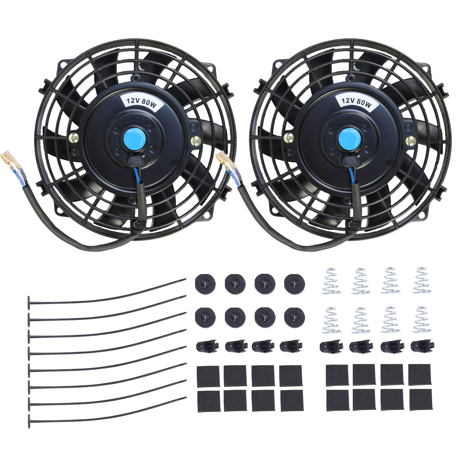 Photo 1 of BATONECO 7" Electric Radiator Cooling Fan Assembly Kit,High Performance Cooling Radiator Fan with 12V 80W 800 CFM Mount Kit Universal Black, 2 Pack