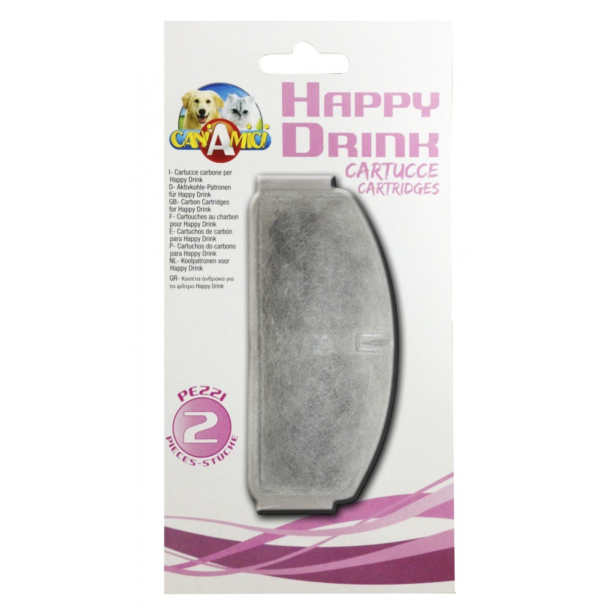 Croci Happy Drink - Replacement cartridges with activated carbon filter for Happy Drink fountain, 2 pieces