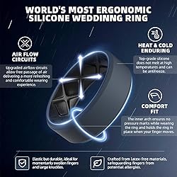 Egnaro Men's Silicone Rings, 7.5mm Wide 2.5mm Thick