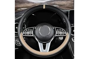SAWUAA Custom fit for Lexus Car Steering Wheel Cover, Nappa Leather Non-Slip Steering Wheel Cover, Designed for Lexu-s Interior Accessories (Beige,for Lexus)