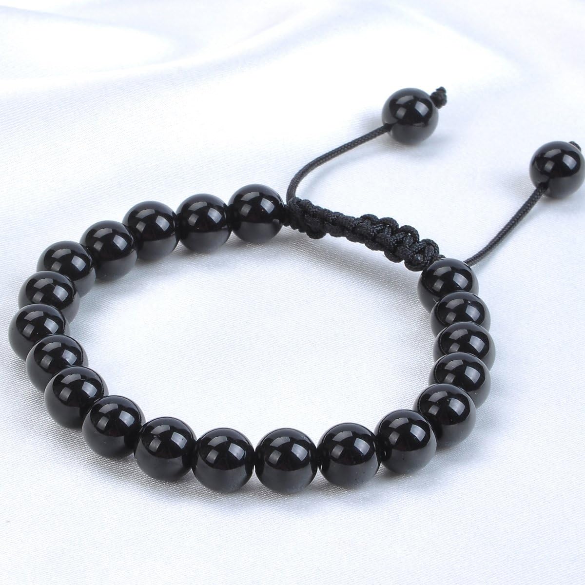 Massive Beads Real Black Tourmaline Yoga Healing Root Base Chakra Protection Bracelet Natural Gemstones Emotional Stailization (Black Tourmaline): Jewelry