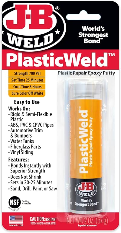 J-B Weld 8237UK Plastic Weld Fast Setting Epoxy Putty 57g Off White Multi