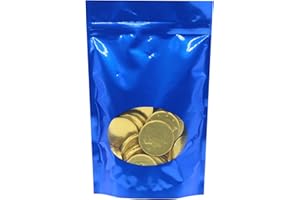 THE SNACKERY Large Premium Milk Chocolate Coins, 65 Kennedy Half Dollar Hanukkah Gelt, Wrapped in Gleaming Gold Foil, Kosher Certified