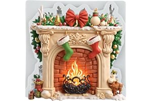 TAOXIBEI Christmas Fireplace Silicone Mold Fireplace Polymer Clay Molds for DIY Crafts Epoxy Resin Casting Air Dry Polymer Clay Plaster Jewelry Making