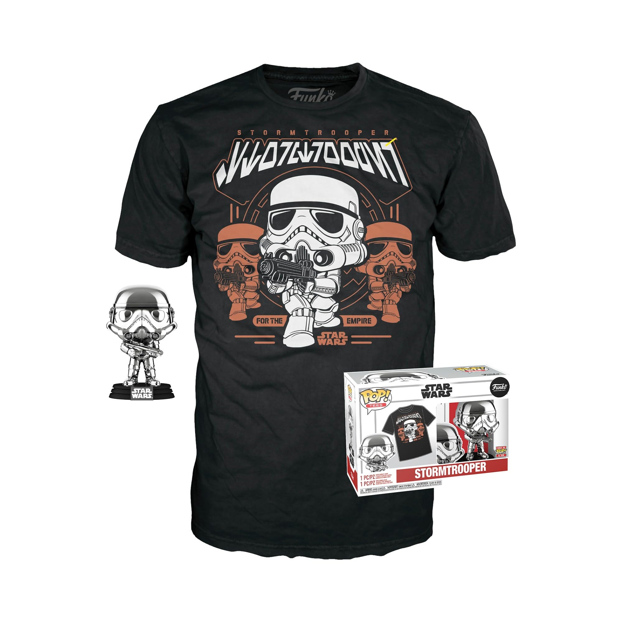 Funko Pop! & Tee: SW - Stormtrooper - Small - (S) - Star Wars - T-Shirt - Clothes With Collectable Vinyl Figure - Gift Idea - Toys and Short Sleeve Top for Adults Unisex Men and Women - Movies Fans