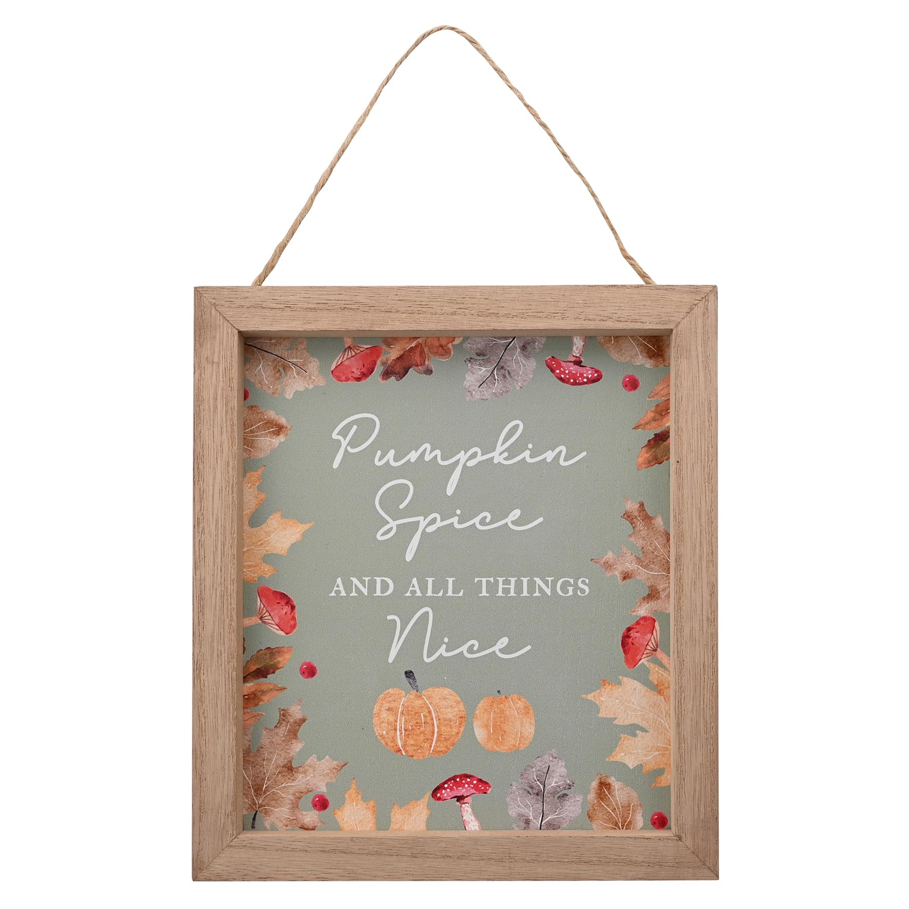 Widdop and Co. - Country Living - Wooden Hanging Plaque "Pumpkin Spice And All Things Nice". Autumnal Home Décor Gifting Decorative Signage for Living Room, Kitchen or Bedroom. H: 17cm x W: 15cm.