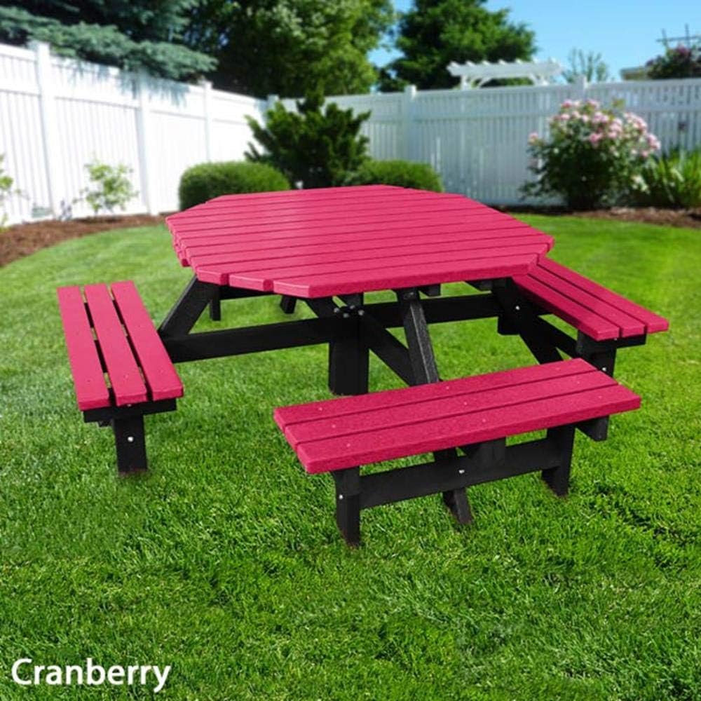 No Butts NBB Recycled Plastic Octagonal Picnic Table Cranberry Amazon.co.uk Garden & Outdoors