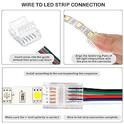 Flutesan 20 Pcs 5 Pin 12 mm LED Strip Connector RGB