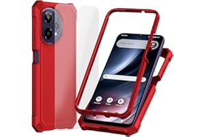 Ailiber for AT&T Verge 2 Phone Case, Cricket Icon Plus 2026 Case with Screen Protector, Dual Layer TPU Bumper Protective, Rugged Silicone Scratch Resistant, Full Body Shockproof Cover-Red