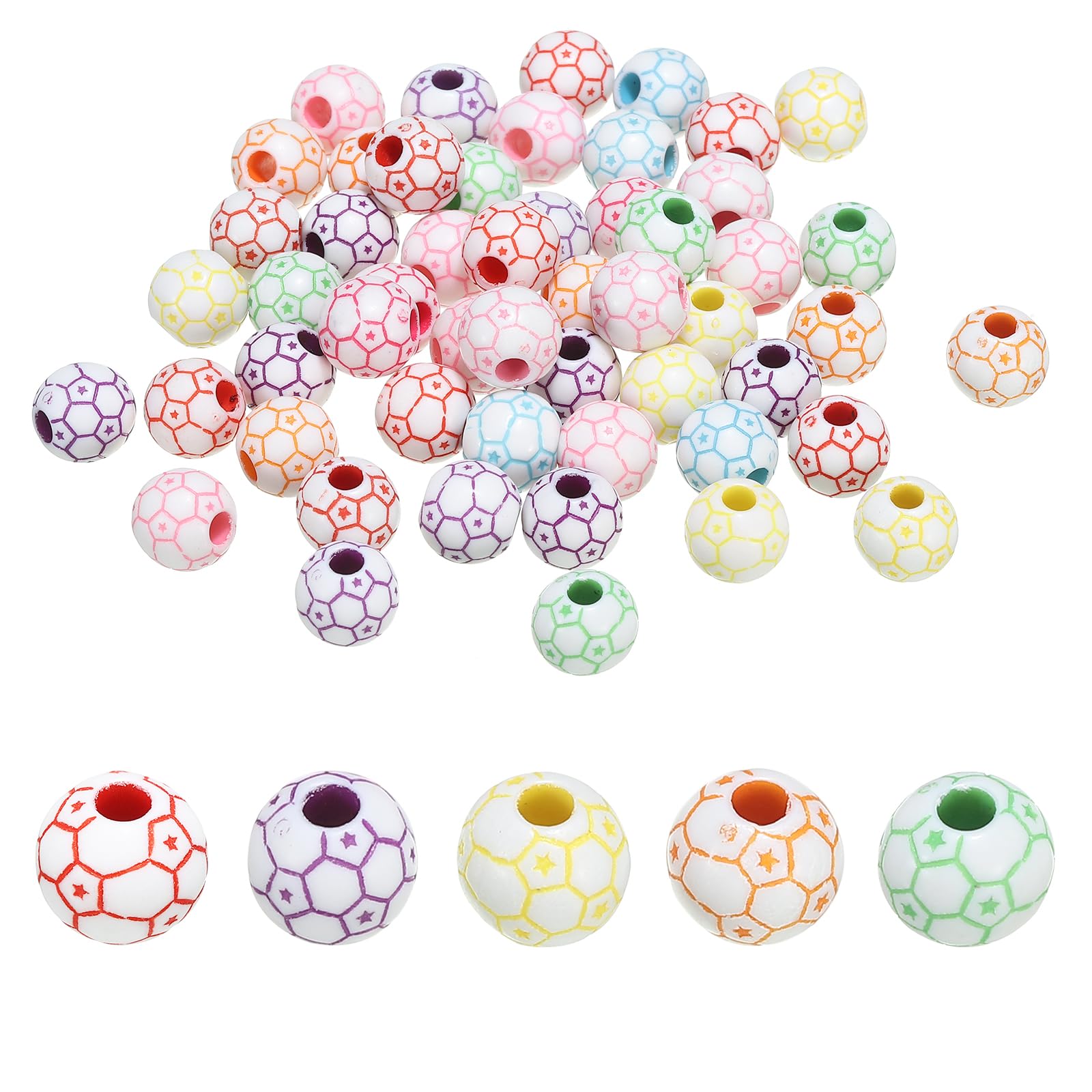 PATIKIL 12mm Sports Ball Beads, 2 Set Acrylic Football Beads Bulk Round Sports Spacer Beads for DIY Crafts Bracelet Necklace Making, Multicolor