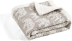 Lush Decor Elephant Parade Throw Fuzzy Reversible