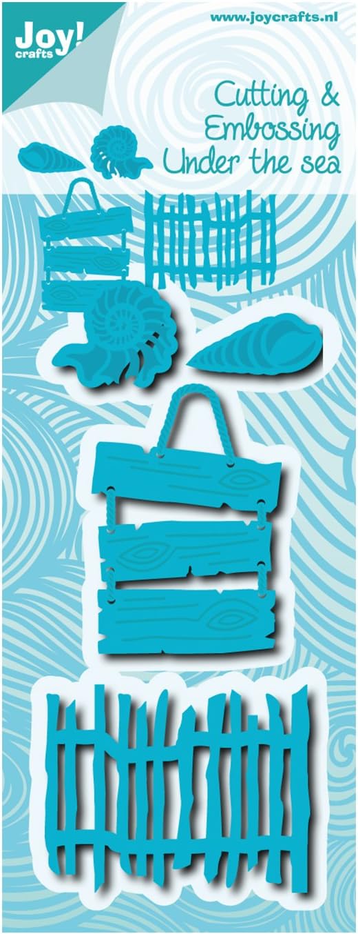 Joy!Crafts Cutting and Embossing Stencil Under The Sea-Shell, Text Board and a Fence, Metal, Silver, 1.4 x 3.1 x 0.02 cm