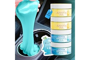 ColorCoral 4 Pack Car Cleaning Gel Reusable Auto Slime Cleaner Dust Cleansing Gels,Vehicle Interior Cleaning Care Putty,Keyboard Cleaner Goop for Car Vent, Corners, Crevices,Office Desktops Debris