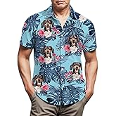 Lussues Nee Dog Hawaiian Shirt for Men,Button Down Beach Casual Shirts