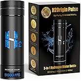H2ORIGIN PULSE Hydrogen Water Bottle Generator, Up to 9000 PPB Hydrogen Bottle Water Ionizer with SPE/PEM Technology, 3-in-1 Portable Universal Adapter and Refreshing Mist Spray