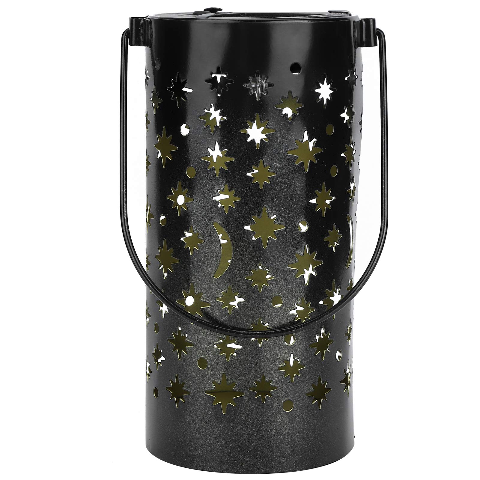 Asixxsix Solar Moon Star Lantern, Outdoor Waterproof LED Light, Black, Hanging or Tabletop, 16.3cm x 7.9cm x 16.3cm