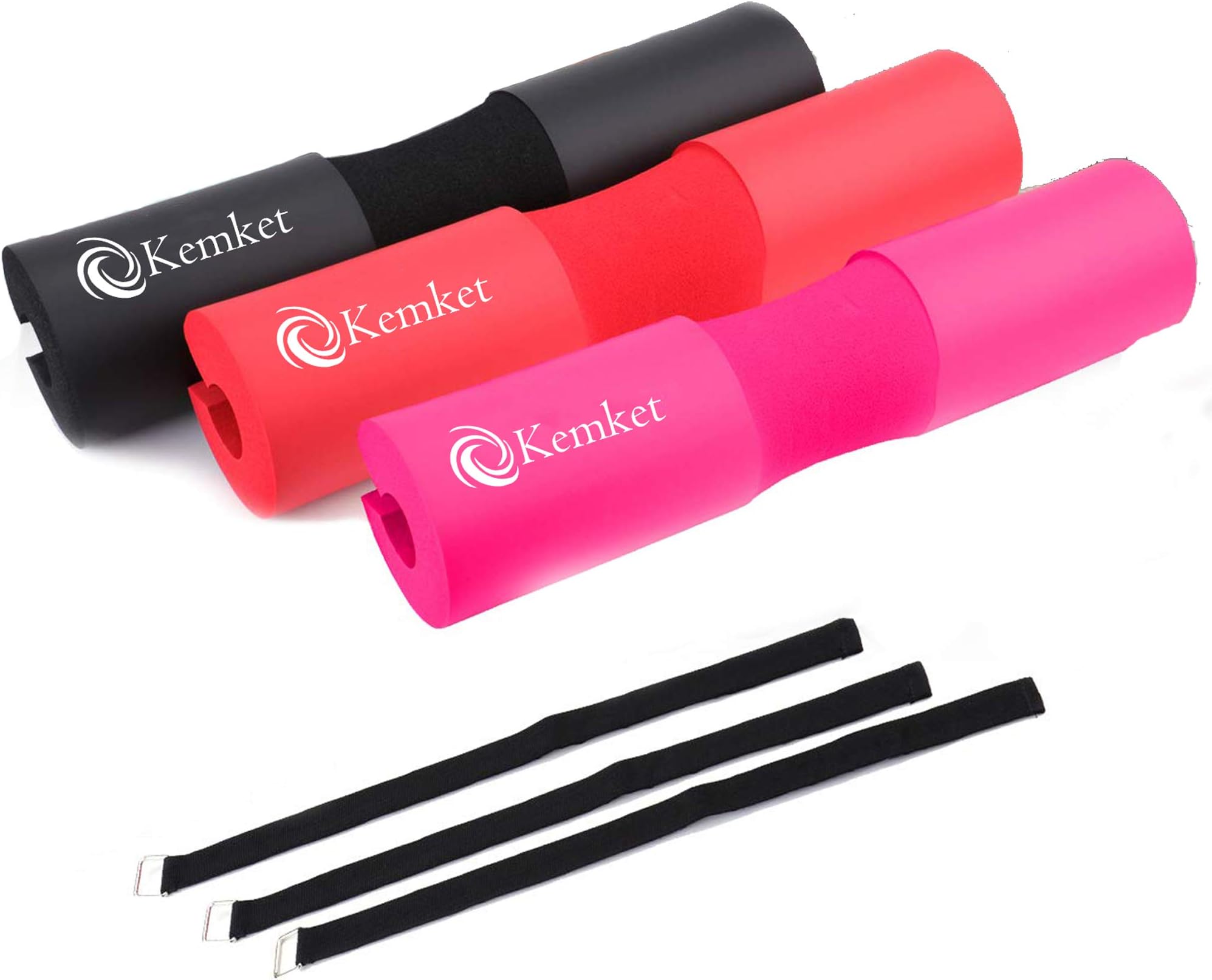 Barbell Squat Pad - Neck & Shoulder Protective Pad with Securing Straps 44cm*9cm - Support for Weight Lifting, Squats, Lunges & Hip Thrusts (Pink)