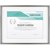 MCS Master & Co. Foundry Metal 11x14 Matted Picture Frame with 8.5x11 Photo Display, Dark Silver Vertical & Horizontal Wall Hanging Frame for Photos & Artwork (1-Pack)