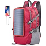 ECEEN Solar Backpack Foldable Hiking Daypack With 5V Power Supply (Red)